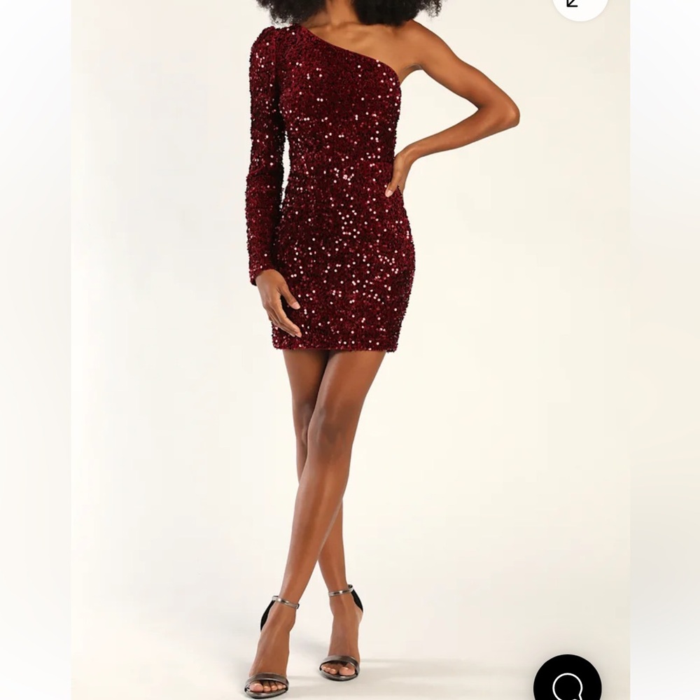 Lulu's One Shoulder Sequin Dress